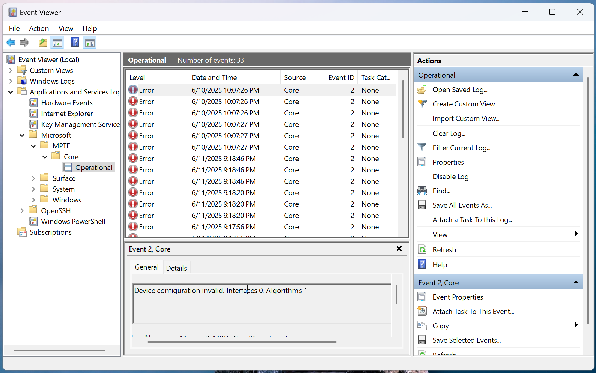MPTF debugging