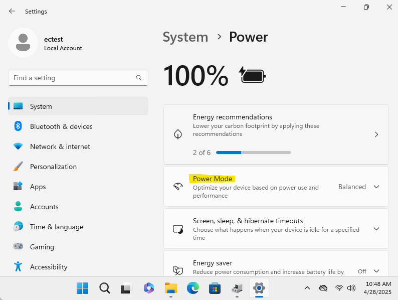 Power mode
