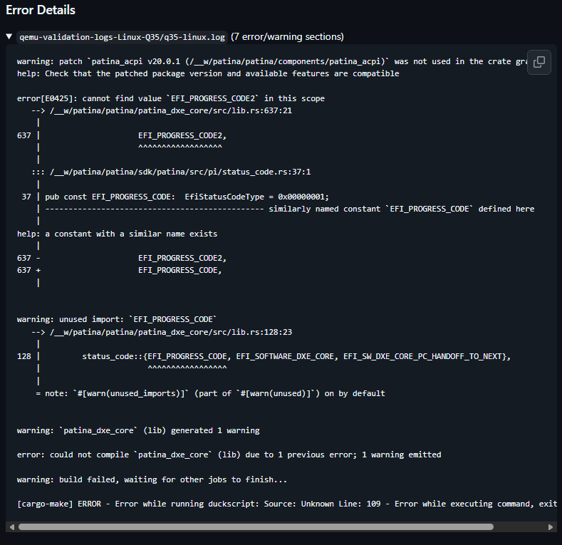 QEMU PR Validation Build Failure Details