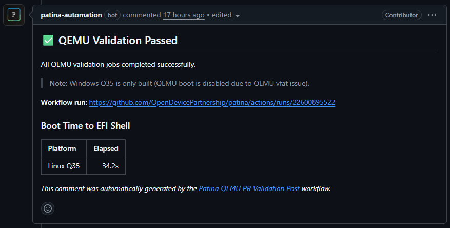 QEMU PR Validation Success Result